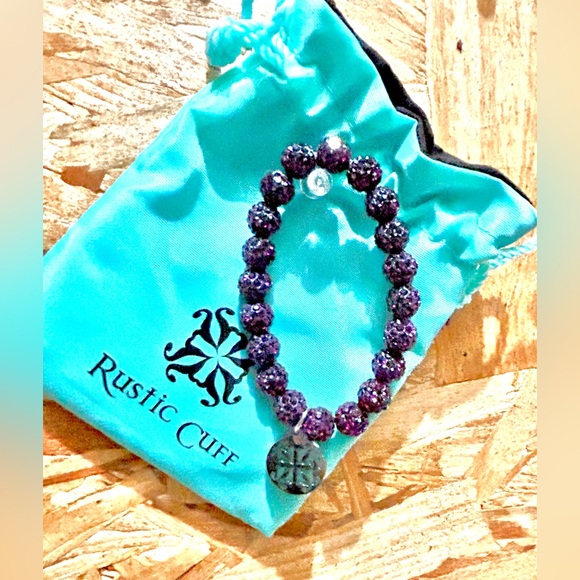 Rustic Cuff OKC vintage beaded stretch bracelet, signature charm,gift bag - Picture 5 of 5